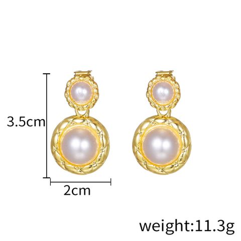 1 Pair Modern Style Geometric Plating Imitation Pearl Drop Earrings Ear Studs