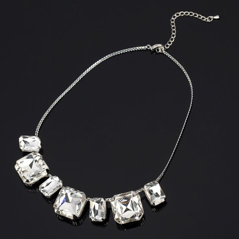 Simple Style Square Alloy Inlay Zircon Women's Necklace