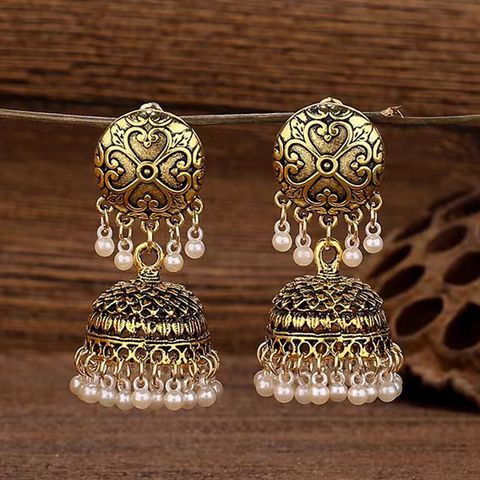 1 Pair Lady Ethnic Style Streetwear Geometric Inlay Alloy Resin Rhinestones Drop Earrings