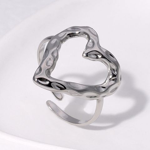 304 Stainless Steel 18K Gold Plated Sweet Plating Heart Shape Open Rings