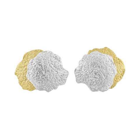 1 Pair Retro Irregular Round Plating Sterling Silver 18k Gold Plated Earrings