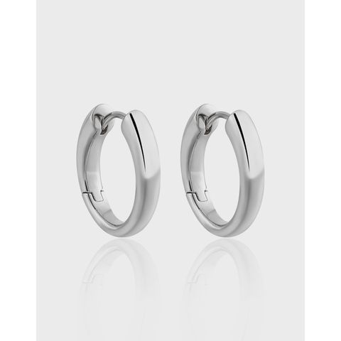 1 Pair Simple Style Round Plating Sterling Silver 18k Gold Plated Earrings