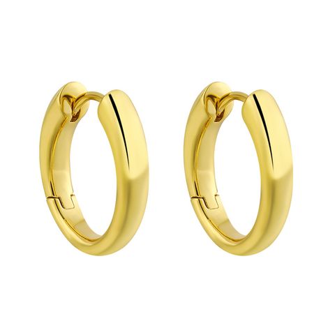 1 Pair Simple Style Round Plating Sterling Silver 18k Gold Plated Earrings