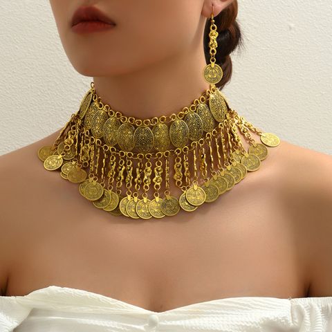 Wholesale Jewelry Vintage Style Roman Style Streetwear Geometric Alloy Rhinestones Inlay Rings Earrings Necklace