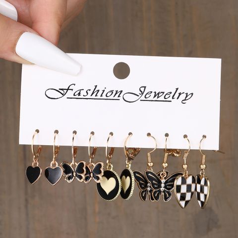 1 Set Elegant Basic Modern Style Heart Shape Butterfly Alloy Drop Earrings
