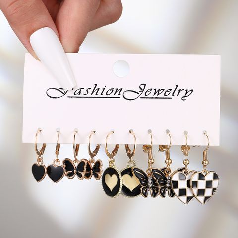 1 Set Elegant Basic Modern Style Heart Shape Butterfly Alloy Drop Earrings