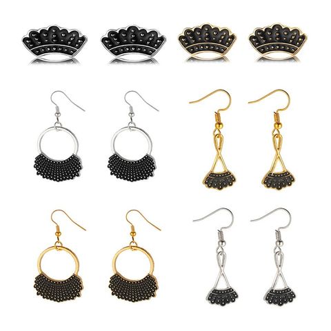 1 Pair Classical Gothic Punk Sector Enamel Plating Alloy Gold Plated Silver Plated Drop Earrings