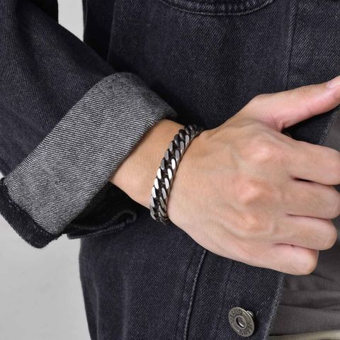Retro Simple Style Chains Print 304 Stainless Steel Men'S Bracelets