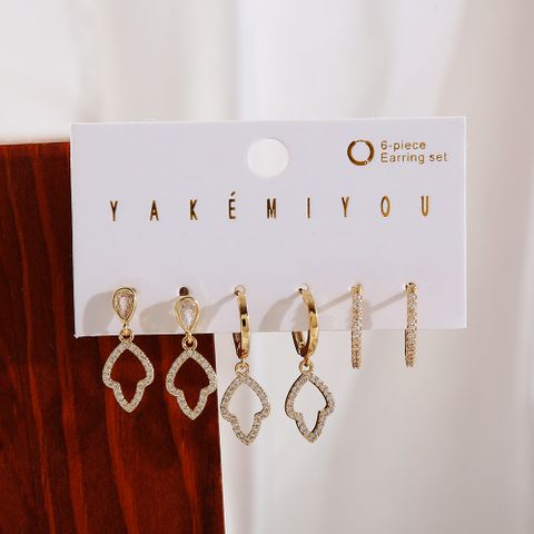 Simple Style Solid Color Copper 14k Gold Plated Zircon Drop Earrings Earrings In Bulk