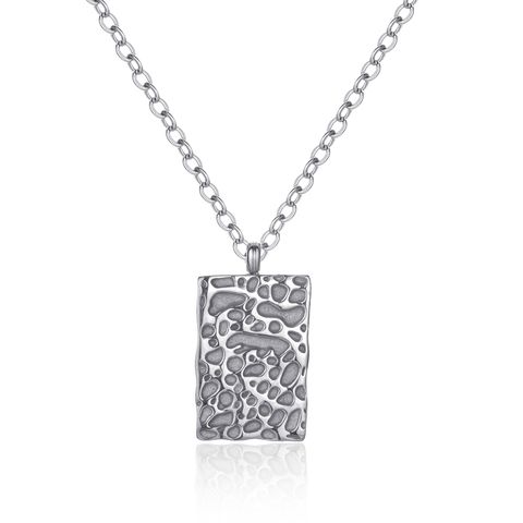 Casual Cute Simple Style Rectangle Stainless Steel Polishing Plating Gold Plated Silver Plated Pendant Necklace