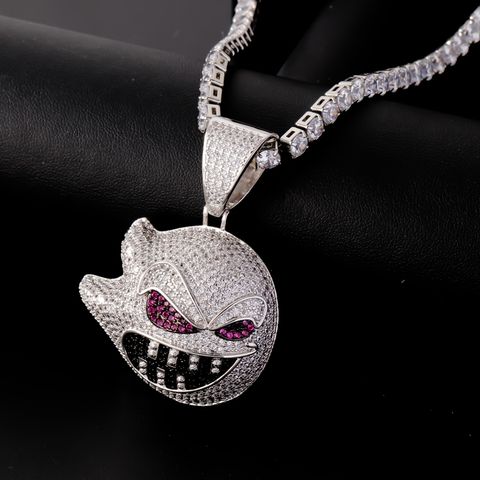 Hip-hop Cool Style Lips Stainless Steel Copper Plating Inlay Zircon Men's Charms Necklace