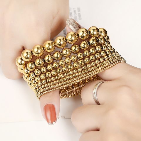 Retro Simple Style Ball Solid Color Stainless Steel Plating Bracelets