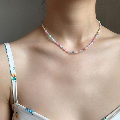 Sweet Artistic Colorful Beaded Natural Stone Opal Necklace