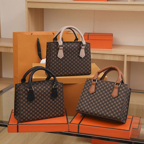 Women's Pu Leather Printing Elegant Classic Style Square Zipper Shoulder Bag Handbag Crossbody Bag