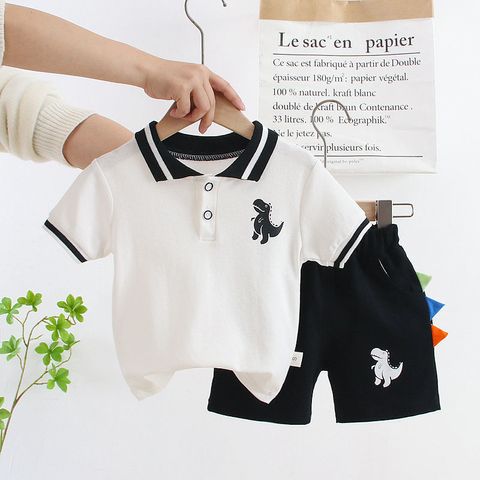 Casual Sports Letter Dinosaur Cotton Boys Clothing Sets
