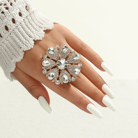 Casual Flower Artificial Diamond Alloy Wholesale Rings