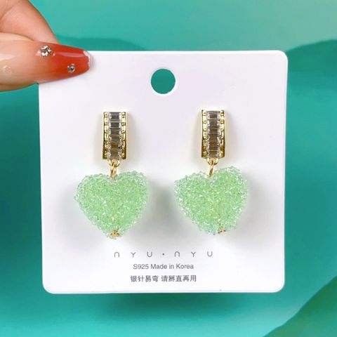 1 Pair Cute Heart Shape Flower Bow Knot Plating Inlay Alloy Artificial Gemstones Drop Earrings Ear Studs