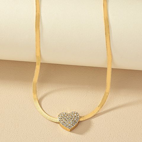 Original Design Retro Streetwear Heart Shape Alloy Plating Inlay Rhinestones Women's Pendant Necklace