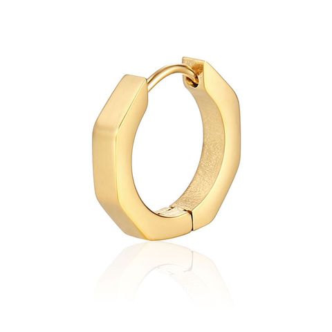 1 Piece Hip-Hop Rock Simple Style Star Heart Shape Metal Button 304 Stainless Steel Copper Gold Plated Hoop Earrings
