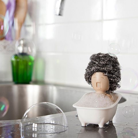 Cute Bathtub Solid Color Abs Dish Scrubber Holder