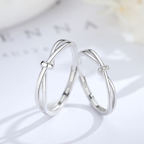 Simple Style Round Sterling Silver Open Rings
