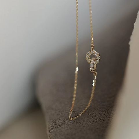 Simple Style Round Sterling Silver Inlay Zircon Necklace
