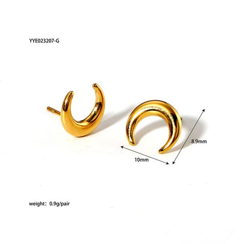 1 Pair Simple Style Moon Plating Stainless Steel 18k Gold Plated Ear Studs