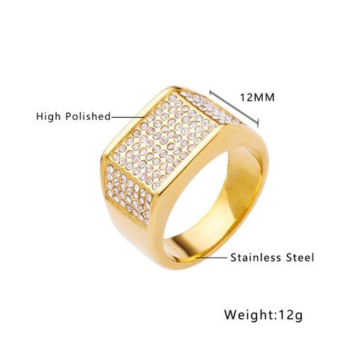 Casual Geometric Titanium Steel Inlay Artificial Gemstones Rings
