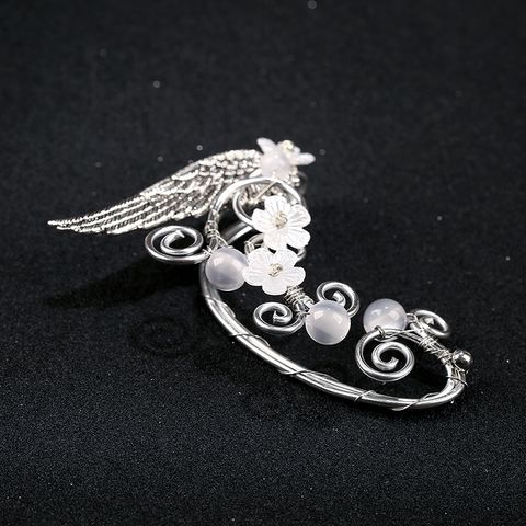 1 Piece Elegant Exaggerated Leaf Flower Butterfly Imitation Pearl Aluminum Ear Cuffs