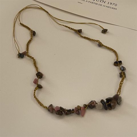 Retro Irregular Alloy Stone Titanium Steel Beaded Women's Necklace