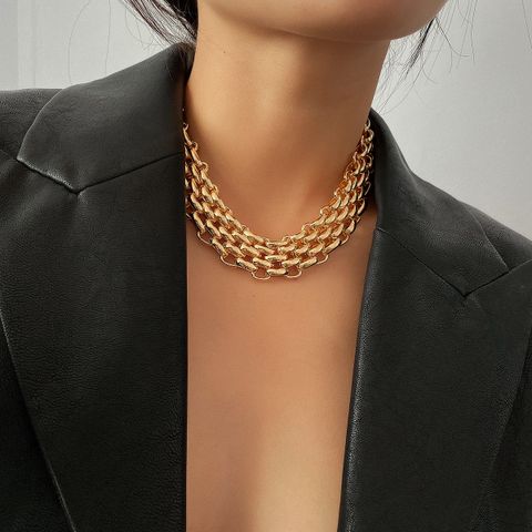 Retro Cool Style Solid Color Alloy Plating Women's Choker