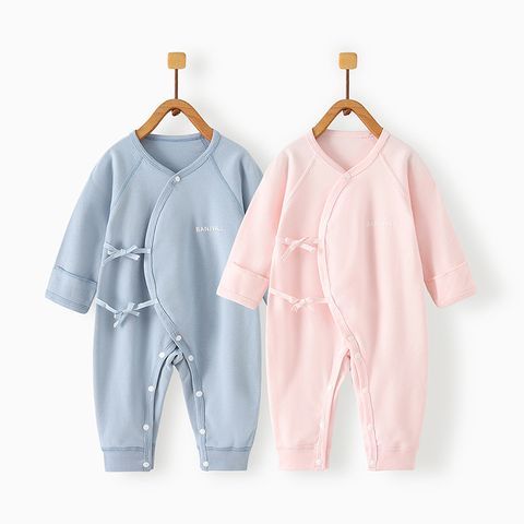 Casual Solid Color Cotton Baby Rompers