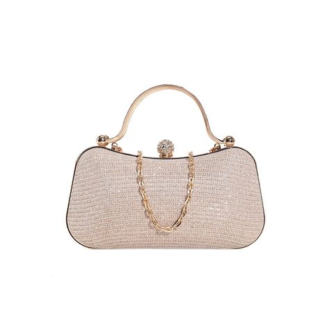 Pink Blue Gold Pu Leather Solid Color Square Evening Bags