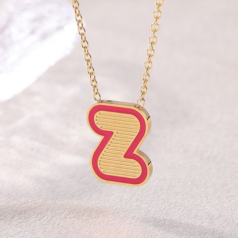 Stainless Steel Artistic Simple Style Sweet Plating Enamel Letter Pendant Necklace
