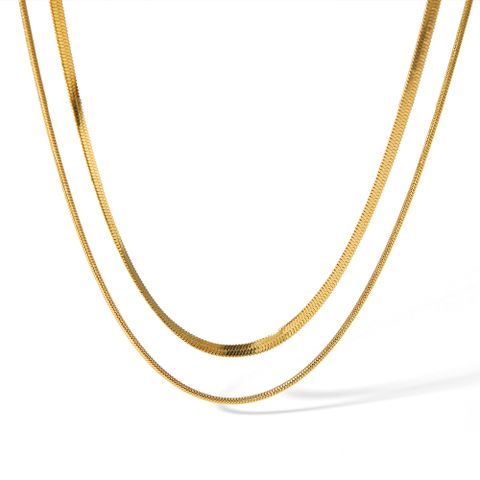 304 Stainless Steel 18K Gold Plated Retro Plating Solid Color Necklace