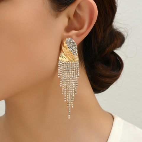 1 Pair Elegant Luxurious Solid Color Inlay Zinc Alloy Artificial Crystal Drop Earrings