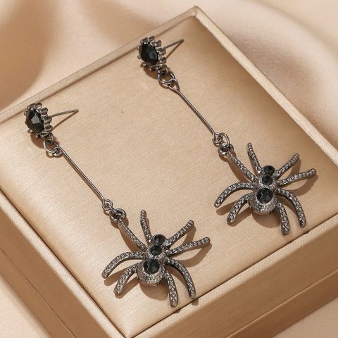 1 Pair Funny Spider Plating Inlay Alloy Obsidian Gold Plated Drop Earrings