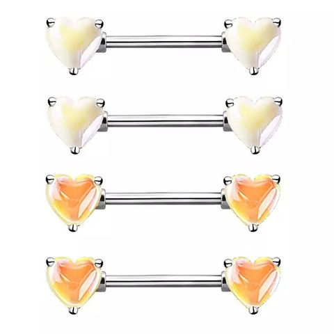 1 Piece Nipple Rings & Studs Sexy Heart Shape 316 Stainless Steel  Alloy Plating Inlay Acrylic White Gold Plated Nipple Rings & Studs