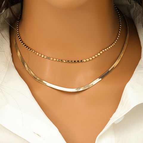 Simple Style Solid Color Alloy Polishing Women's Necklace