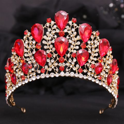 Romantic Shiny Water Droplets Crown Alloy Rhinestone Crown