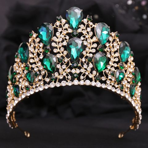 Romantic Shiny Water Droplets Crown Alloy Rhinestone Crown