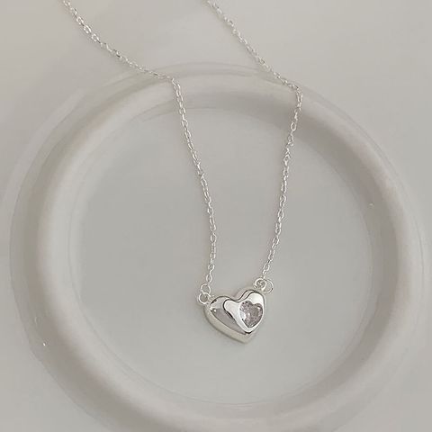 Simple Style Heart Shape Sterling Silver Plating Gold Plated Pendant Necklace