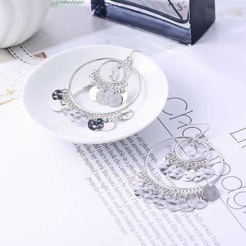 1 Pair Ethnic Style Sequins Plating Alloy Drop Earrings