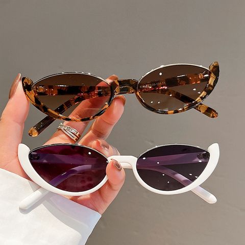 Hip-hop Streetwear Solid Color Pc Cat Eye Half Frame Women's Sunglasses