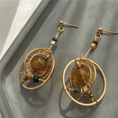 1 Pair Novelty Ball Plating Glass Metal Drop Earrings