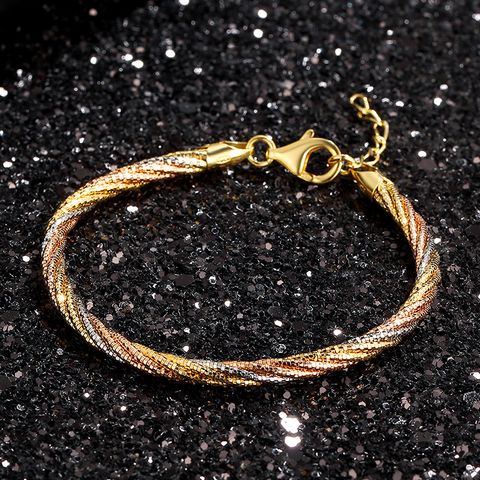 Simple Style Color Block Sterling Silver Plating Gold Plated Bangle