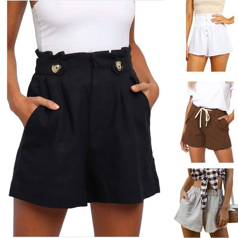 Women's Daily Casual Solid Color Shorts Button Shorts