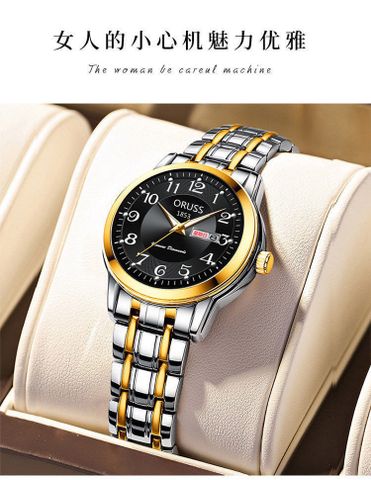 Elegant Color Block Single Folding Buckle Quartz Women's Watches
