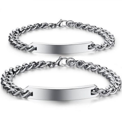 Original Design Solid Color Titanium Steel Polishing Couple Bracelets