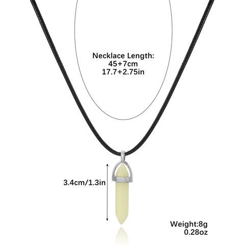 Simple Style Star Heart Shape Rhombus Luminous Stone Leather Rope Patchwork Unisex Pendant Necklace
